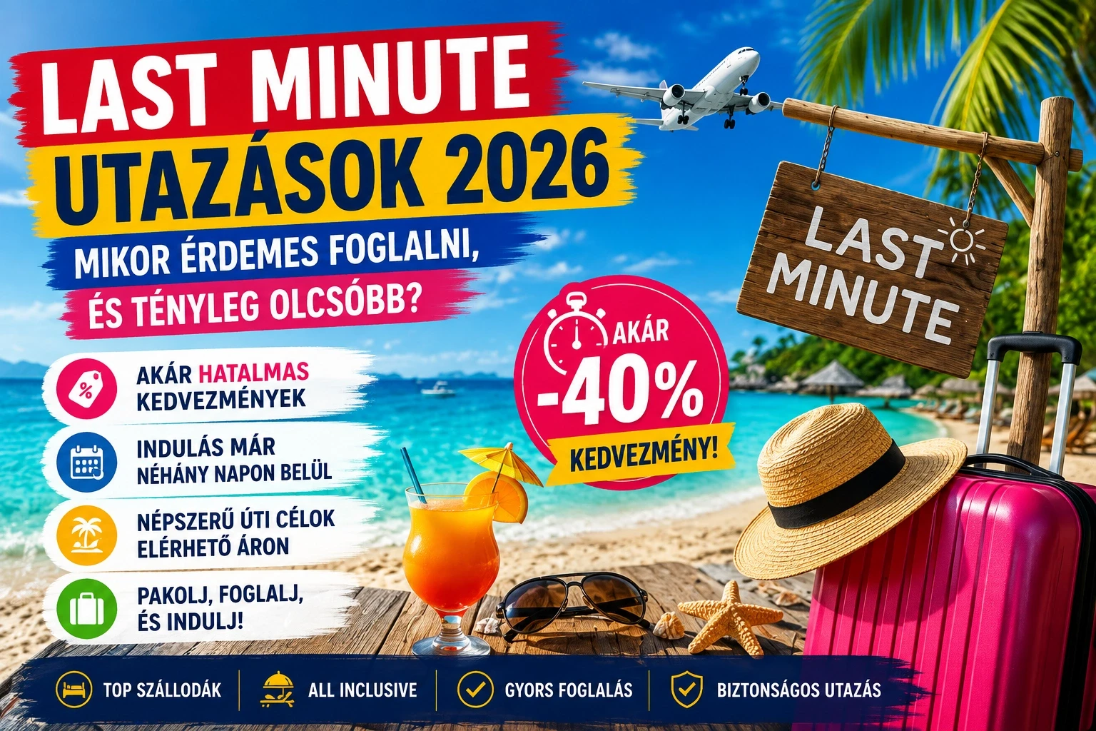 🔥 Last minute utazások 2026 – mikor érdemes foglalni, és tényleg olcsóbb? ✈️🏖️